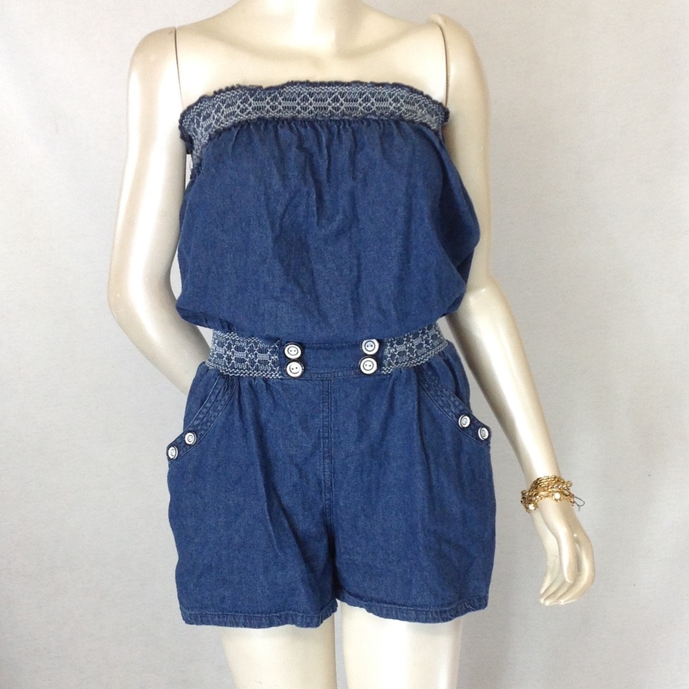 NANA Fashion Strapless Women's Jean Romper